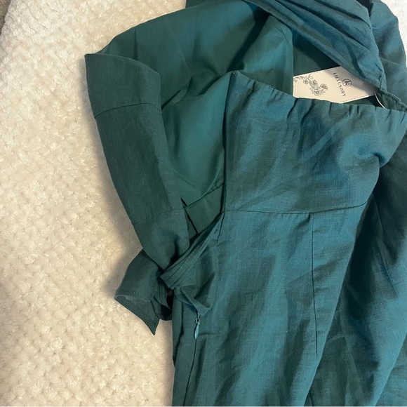 LILLUSORY One Shoulder Mini Dress Wrap Ruched Tie Waist Dark Green Small NWT - Picture 7 of 10